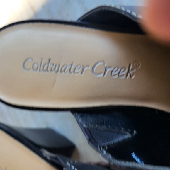 Coldwater Creek Black & Brown Leather Block Healed Mules Western Design Size 6 - Picture 5 of 9